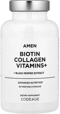 Codeage, Amen, Biotin Collagen Vitamins+, Biotin-Kollagen-Vitamine+, 90 pflanzliche Kapseln
