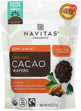 Navitas Organics, Bio-Kakaowaffeln, halbsüß, 227 g (8 oz.)
