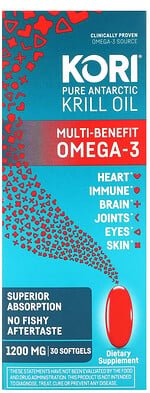 Kori, Reines antarktisches Krillöl, Omega-3 mit mehreren Vorteilen, 1.200 mg, 30 Weichkapseln