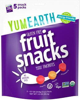 YumEarth, Gluten Free Fruit Snacks, glutenfreie Fruchtsnacks, Favorites, 5 Päckchen, je 19,8 g (0,7 oz.)