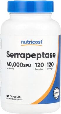 Nutricost, Serrapeptase, Serrapeptase, 20 mg (40.000 SPU), 120 Kapseln