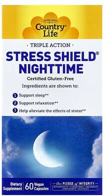 Country Life, Stress Shield Nighttime, Triple Action, 60 vegane Kapseln