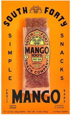 South Forty Snack Company, Fruit Bar, Fruchtriegel, 100% Mango, 5 Riegel, je 35 g (1,2 oz.).