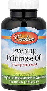 Carlson, Evening Primrose Oil, Nachtkerzenöl, 1.300 mg, 50 Weichkapseln