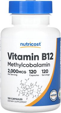 Nutricost, Vitamin B12, 2.000 mcg, 120 Kapseln