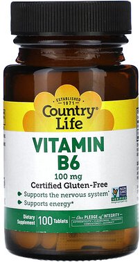 Country Life, Vitamin B6, 100 mg, 100 Tabletten