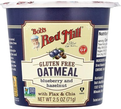 Bob's Red Mill, Gluten Free Oatmeal Cup, glutenfreier Haferflocken, Heidelbeere und Haselnuss, 71 g (2,5 oz.)