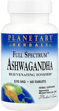 Planetary Herbals, Vollspektrum-Ashwagandha, 570 mg, 60 Tabletten
