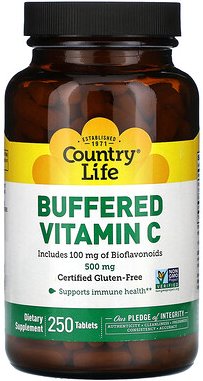 Country Life, Gepuffertes Vitamin C, 500 mg, 250 Tabletten