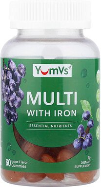 YumVs, Multi with Iron Gummies, Fruchtgummis mit Eisen, Traube, 60 Fruchtgummis