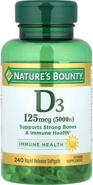 Nature's Bounty, Vitamin D3, 125 mcg (5.000 IU), 240 Weichkapseln mit schneller Freisetzung