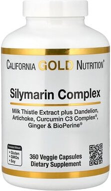 California Gold Nutrition, Silymarin-Komplex mit Mariendistelextrakt plus Löwenzahn, Artischocke, Ingwer und BioPerine®,...