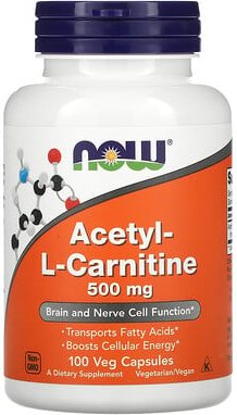 NOW Foods, Acetyl-L-Carnitin, 500 mg, 100 pflanzliche Kapseln
