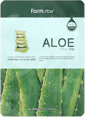 Farmstay, Visable Difference Beauty Sheet Mask, Beauty-Tuchmaske für den sichtbaren Unterschied, Aloe, 1 Tuchmaske, 23 m...