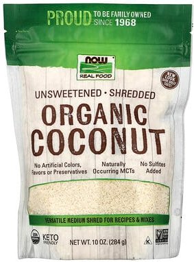 NOW Foods, Real Food, Bio-Kokosnuss, ungesüßt, geschreddert, 284 g (10 oz.)