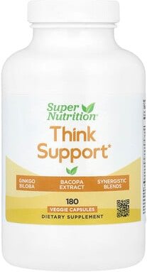 Super Nutrition, Think Support, mit Ginkgo Biloba, Helmkraut, Gotu Kola, Fettblatt und Enzymen, 180 vegetarische Kapseln