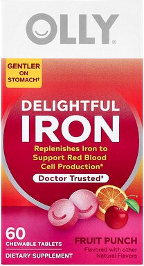 OLLY, Delightful Iron, ab 4 Jahren, Fruchtpunsch, 60 Kautabletten