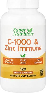 Thumbnail - Super Nutrition, C-1000 & Zinc Immune, Vitamin C und Zink zur Unterstützung des Immunsystems, 120 pflanzliche Kapseln