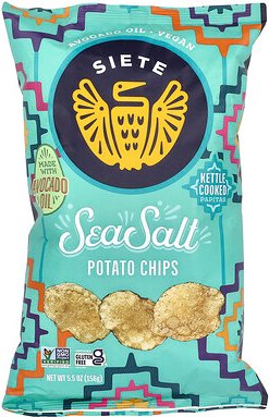 Siete, Kettle Cooked Potato Chips, Kettle Cooked Potato Chips, Sea Salt, 156 g (5,5 oz.)