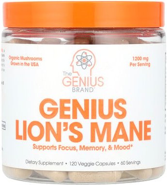The Genius Brand, Genius Lion‘s Mane, Löwenmähne, 120 vegetarische Kapseln (600 mg pro Kapsel)