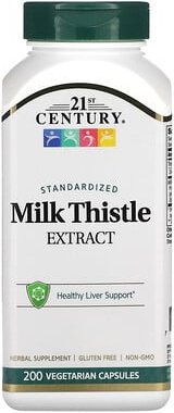 21st Century, Standardized Milk Thistle Extract, standardisierter Mariendistelextrakt, 200 pflanzliche Kapseln (87,5 mg ...