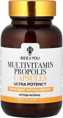 Bee & You, Multivitamin Propolis Capsules with Ginger and Ginseng, Multivitamin-Propolis-Kapseln mit Ingwer und Ginseng,...