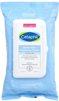 Cetaphil, Sanfte Hautreinigungstücher, ohne Duftstoffe, 25 angefeuchtete Tücher