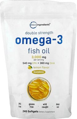 Thumbnail - Micro Ingredients, Omega-3 Fish Oil, Omega-3-Fischöl, Zitrone, 240 Weichkapseln (1.000 mg pro Weichkapsel)