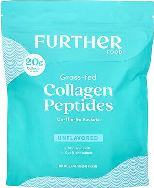 Further Food, Collagen Peptides von grasgefütterten Kühen, geschmacksneutral, 12 Päckchen, je 20 g (0,71 oz.).