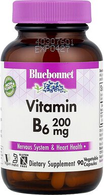 Bluebonnet Nutrition, Vitamin B6, 200 mg, 90 pflanzliche Kapseln