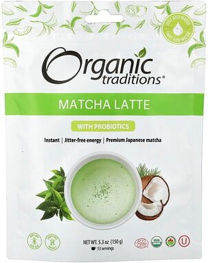 Organic Traditions, Matcha-Latte mit Probiotika, 150 g (5,3 oz.)