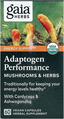Gaia Herbs, Adaptogen Performance, Pilze und Kräuter, 60 vegane Kapseln