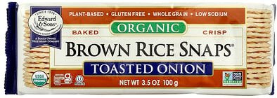Edward & Sons, Organic Baked Crisp Brown Rice Snaps®, geröstete Zwiebeln, 100 g (3,5 oz.)