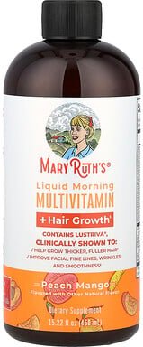 MaryRuth's, Liquid Morning Multivitamin + Hair Growth, flüssiges Multivitamin für den Morgen und Haarwachstum, Pfirsich-...