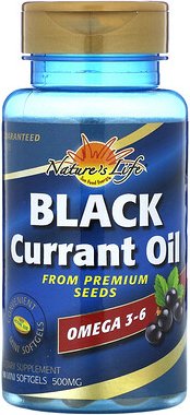 Nature's Life, Schwarzes Johannisbeeröl, 500 mg, 90 Mini-Weichkapseln