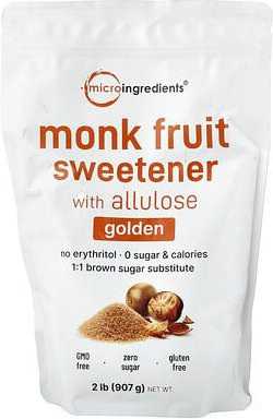 Micro Ingredients, Monk Fruit Sweetener With Allulose, Süßstoff mit Allulose, golden, 907 g (2 lb.)