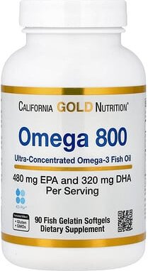 California Gold Nutrition, Omega 800 Ultra-Concentrated Omega-3 Fish Oil, Omega 800 ultrakonzentriertes Omega 3-Fischöl,...