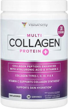Vitauthority, Multi Collagen Protein+, Multi-Kollagen-Protein+, geschmacksneutral, 234 g (8,26 oz.)