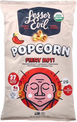 LesserEvil, Popcorn, Fiery Hot!, Popcorn, Fiery Hot!, 130 g (4,6 oz.)