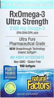 Thumbnail - Natural Factors, RxOmega-3 Ultra Strength, Omega-3 ultra stark, 150 Weichkapseln (1.075 mg pro Weichkapsel)