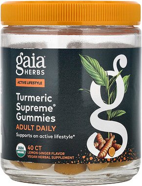 Gaia Herbs, Turmeric Supreme®, Adult Daily Gummies, Fruchtgummis für Erwachsene, Zitrone-Ingwer, 40 Fruchtgummis