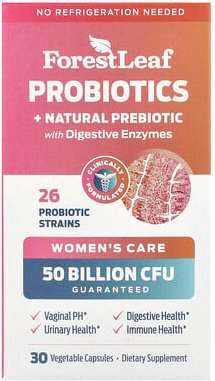 Thumbnail - Forest Leaf, Women‘s Care, Probiotics + Natural Prebiotic with Digestive Enzymes, Probiotika + natürliches Präbiotikum m...