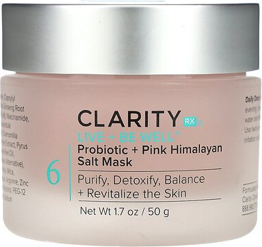 ClarityRx, Live + Be Well, Probiotic + Pink Himalayan Salt Mask, Maske mit Probiotikum und pinkem Himalayasalz, 50 g (1,...