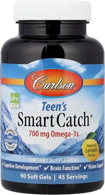 Carlson, Teen's Smart Catch, intelligenter Fang für Teenager, natürliche Zitrone, 90 Weichkapseln