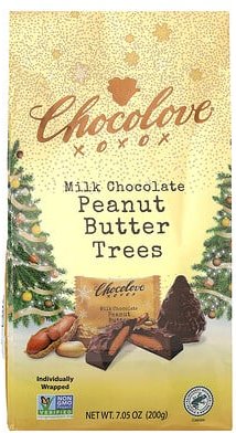 Chocolove, Milk Chocolate Peanut Butter Trees, Milchschokolade-Erdnussbutterbäume, 200 g (7,05 oz.)