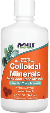 NOW Foods, Kolloidal Mineralien, Natürlicher Himbeer Geschmack, 32 fl oz (946 ml)