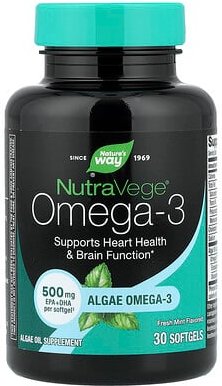 Nature's Way, NutraVege®, Omega-3, pflanzliche Omega-3-Fettsäuren, frische Minze, 500 mg, 30 Weichkapseln