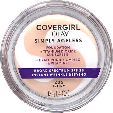 Covergirl, Olay Simply Ageless Foundation, Foundation von Simply Ageless, LSF 28, 205Elfenbein, 12 g (0,4 oz.)