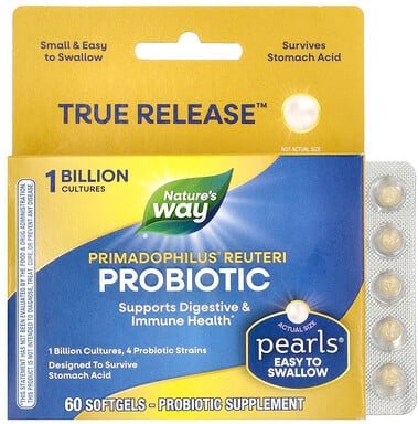 Nature's Way, Primadophilus® Reuteri Probiotic, Probiotikum mit 1 Milliarde KBE, 60 Weichkapseln