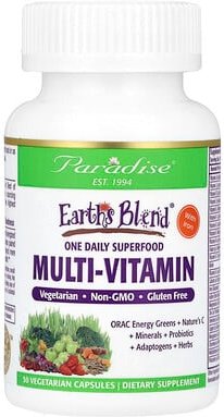 Paradise Herbs, Earth's Blend, Superfood Multivitamin pro Tag, mit Eisen, 30 vegetarische Kapseln
